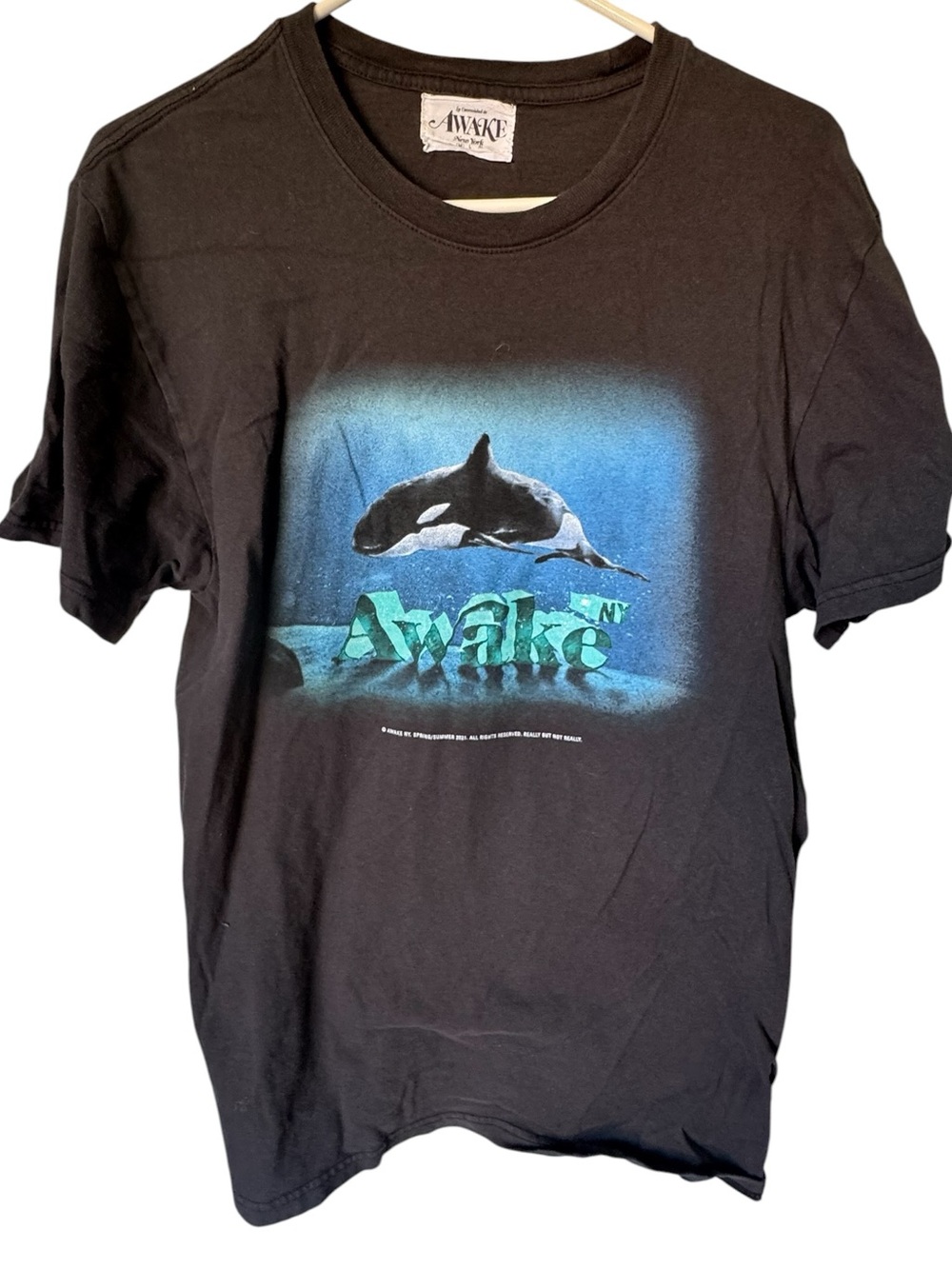 Awake NY Black Graphic Tee Orca Print Men’s M